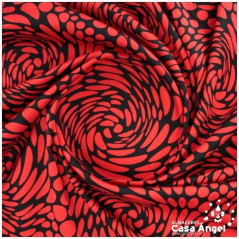 ALGODÓN CON LYCRA NEGRO Y ROJO SERIE AINOA 150cm