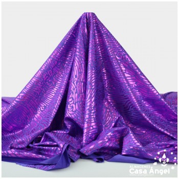 TELA DE DANZA MORADA CON ESTAMPADO HOLOGRÁFICO SERIE FERRI 140cm