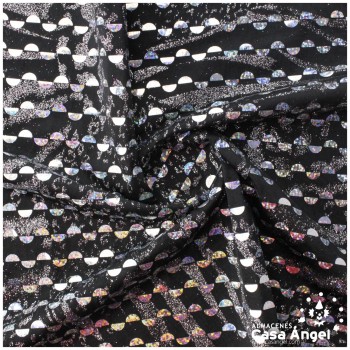 LYCRA NEGRA ESTAMPADA CON LENTEJUELAS SERIE SHINE 150cm