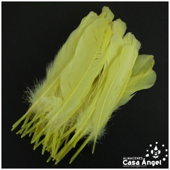 BOLSA DE 50 PLUMAS DE PATO AMARILLO ENTRE 12cm Y 16cm