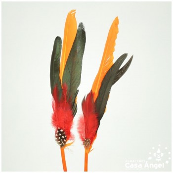 ADEREZO PAR DE PLUMAS MIXTAS PARAÍSO 28cm