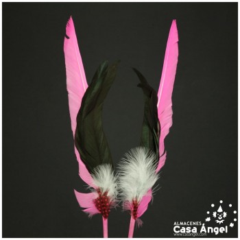 ADEREZO PAR DE PLUMAS MIXTAS PINK ROBIN 28cm