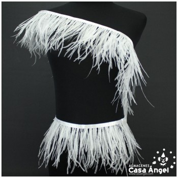 FLECO DE PLUMAS DE AVESTRUZ BLANCO 12cm