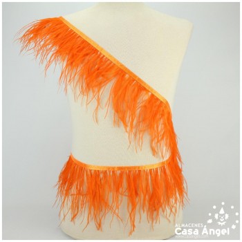 FLECO DE PLUMAS DE AVESTRUZ NARANJA 12cm