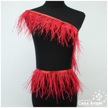 FLECO DE PLUMAS DE AVESTRUZ ROJO 12cm