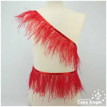 FLECO DE PLUMAS DE AVESTRUZ ROJO 12cm