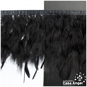 FLECO DE PLUMAS NEGRAS DE PAVO CON PUNTA TAJADA 12cm