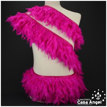 FLECO DE PLUMAS FUCSIA DE PAVO CON PUNTA TAJADA 12cm