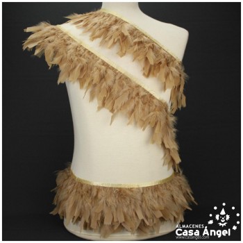 FLECO DE PLUMAS BEIGE DE PAVO CON PUNTA TAJADA 12cm