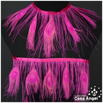 FLECO DE PLUMAS DE PAVO REAL FUCSIA 15cm