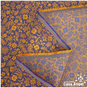 JACQUARD DE FLORES AZUL Y NARANJA SERIE RUZAFA 280cm