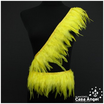 FLECO DE PLUMAS DE GALLO TINTADAS AMARILLO 16cm