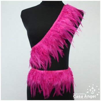 FLECO DE PLUMAS DE GALLO TINTADAS FUCSIA 16cm