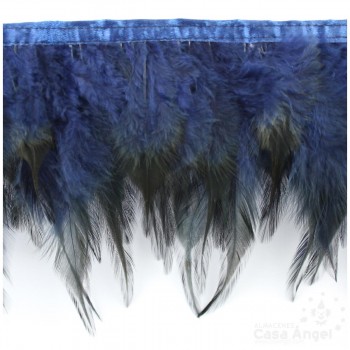 FLECO DE PLUMAS DE GALLO TINTADAS AZUL MARINO 16cm