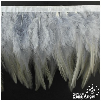 FLECO DE PLUMAS DE GALLO TINTADAS GRIS CLARO 16cm