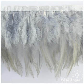 FLECO DE PLUMAS DE GALLO TINTADAS GRIS CLARO 16cm