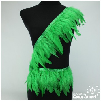 FLECO DE PLUMAS DE OCA TINTADAS VERDE 18cm