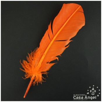 PLUMA DE PATO NARANJA SABLE CON PUNTA SESGADA 27cm