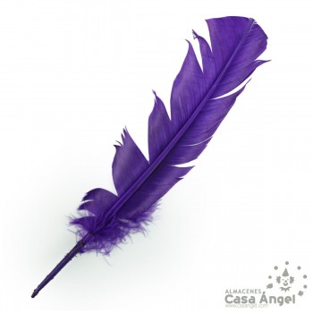 PLUMA DE PATO MORADA SABLE CON PUNTA SESGADA 27cm