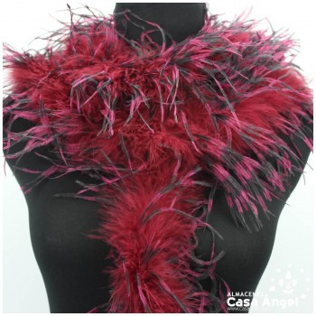 BOA DE PLUMAS DE AVESTRUZ 190cm BICOLOR BURDEOS Y NEGRO 35gr