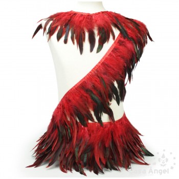 FLECO DE PLUMAS ROJO COMBINADAS SERIE PARAÍSO 18cm