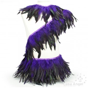 FLECO DE PLUMAS MORADO COMBINADAS SERIE PARAÍSO 18cm