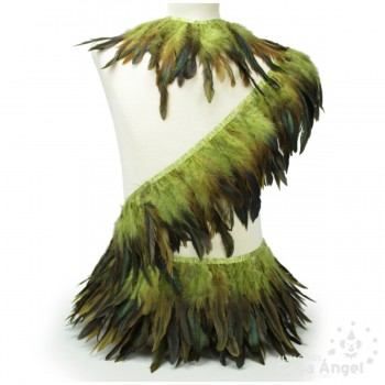 FLECO DE PLUMAS VERDES COMBINADAS SERIE PARAÍSO 18cm