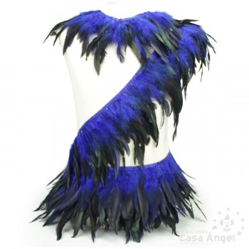 FLECO DE PLUMAS AZULES COMBINADAS SERIE PARAÍSO 18cm