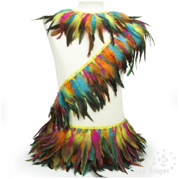 FLECO DE PLUMAS MULTICOLOR COMBINADAS SERIE PARAÍSO 18cm