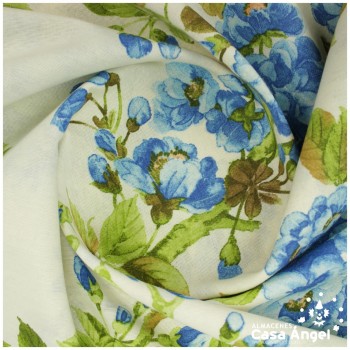 LONETA ESTAMPADA FLORES ACUARELA AZUL SERIE XANA 280cm