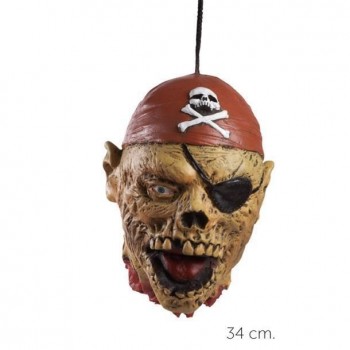 CABEZA COLGANTE DECORACIÓN PIRATA 34cm