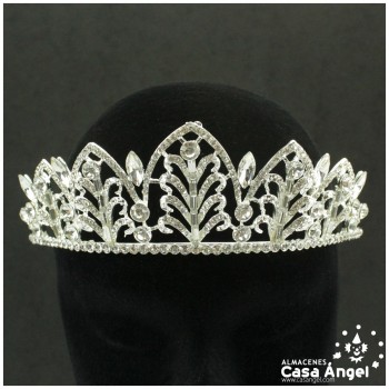 CORONA DE STRASS RAMILLETE PLATEADO