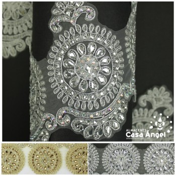 PASAMANERÍA ANCHA INCRUSTACIONES STRASS 15cm