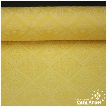 DAMASCO TAPICERO AMARILLO CON ROMBOS VICTORIANOS 140cm