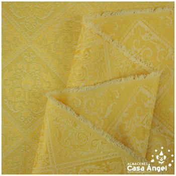 DAMASCO TAPICERO AMARILLO CON ROMBOS VICTORIANOS 140cm