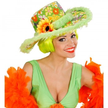 SOMBRERO FLORES CON PELO VERDE