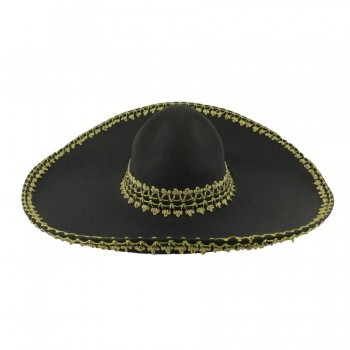 SOMBRERO MARIACHI MEJICANO ADULTO NEGRO