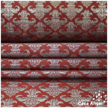 BROCADO JACQUARD ROJO PATRÓN FLOR DE LIS SERIE DERIO 148cm