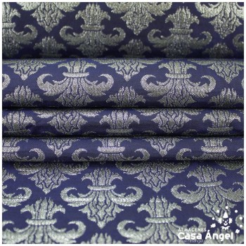 BROCADO JACQUARD AZUL MARINO PATRÓN FLOR DE LIS SERIE DERIO 148cm