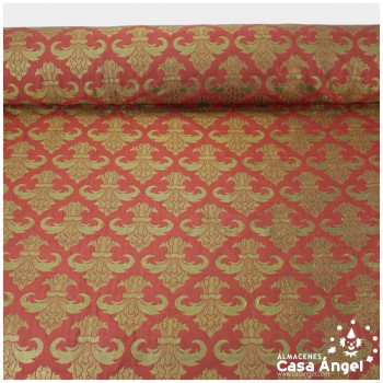 BROCADO JACQUARD ROJO PATRÓN FLOR DE LIS SERIE ELDA 148cm