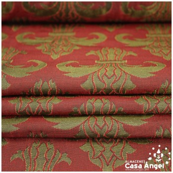 BROCADO JACQUARD ROJO PATRÓN FLOR DE LIS SERIE ELDA 148cm