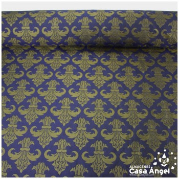 BROCADO JACQUARD AZUL PATRÓN FLOR DE LIS SERIE ELDA 148cm