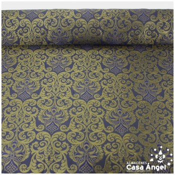 BROCADO JACQUARD AZUL MARINO PATRÓN FLOR DE LIS SERIE LEZAMA 148cm