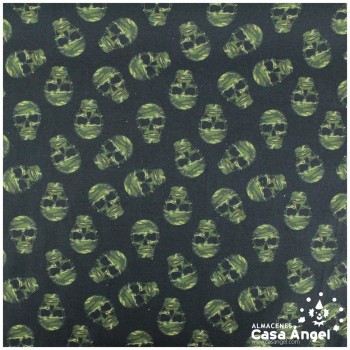 TELA ALGODÓN PERCAL ESTAMPADA CON PATRÓN DE CALAVERAS 150cm