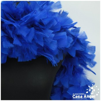 BOA DE PLUMAS DE PAVO 190cm EXTRAGRUESA AZUL 120gr