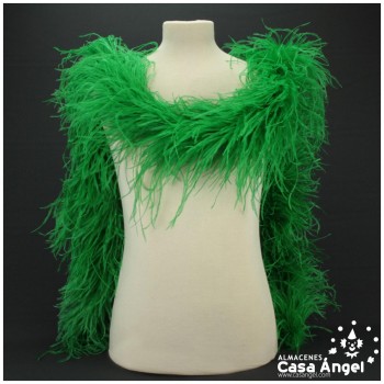 BOA DE PLUMAS VERDE DE AVESTRUZ 190cm CUATRO CAPAS 60gr