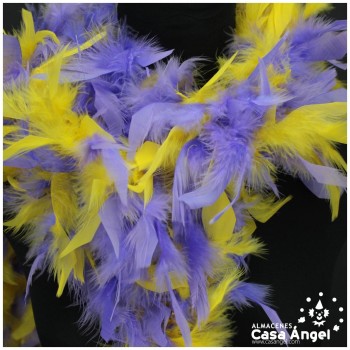 BOA DE PLUMAS BICOLOR 190cm AMARILLO Y LILA 80gr