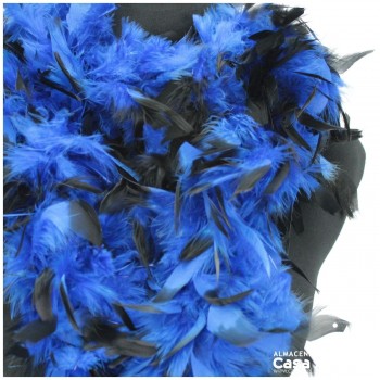 BOA DE PLUMAS 190cm AZUL CON PUNTA NEGRA 80gr