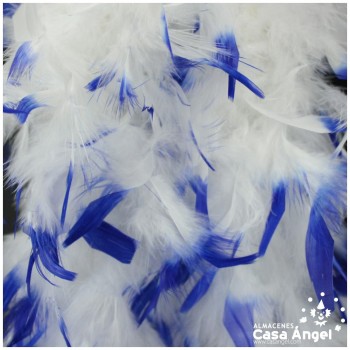 BOA DE PLUMAS 190cm BLANCA CON PUNTA AZUL 80gr