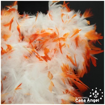 BOA DE PLUMAS 190cm BLANCA CON PUNTA NARANJA 80gr